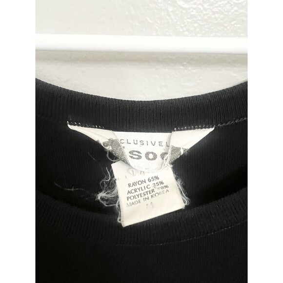 Exclusively MISOOK Dress Black Knit Maxi Short Sleeve Side Slit Size Medium $300 - Picture 8 of 8